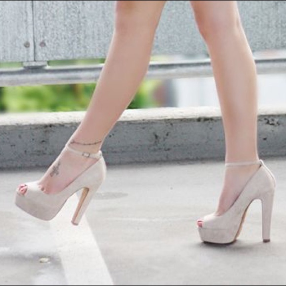 Platform Suede Heels (Teal)